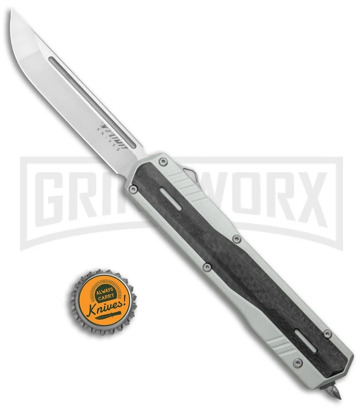 No Limit Night Stalker Silver OTF Automatic Knife - Satin Plain S90V - Image 4