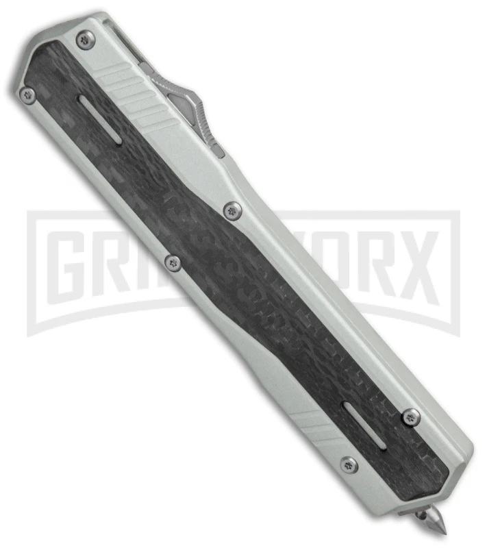No Limit Night Stalker Silver OTF Automatic Knife - Satin Plain S90V - Image 2