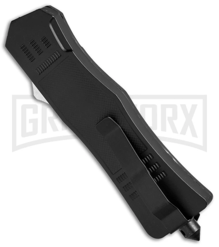 Panther Drop Point Black OTF Automatic Knife - Two Tone Plain - Image 3