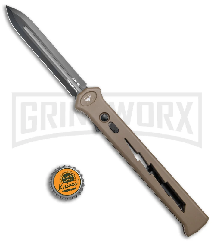 Paragon Estiletto Dark Earth Bolt Automatic OTF Knife - Black Spear Point - Image 4