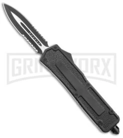 Rumble Black D/A OTF Automatic Knife - Dagger Black Serr