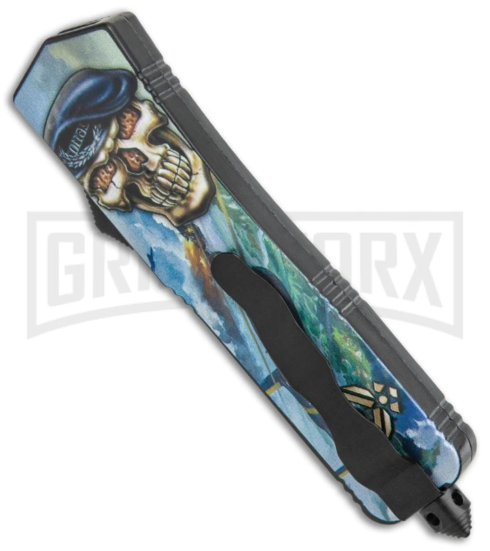 Rumble BlackOTF Auto Knife Dagger Air Force Skull Graphic - 2-Tone Plain - Image 3