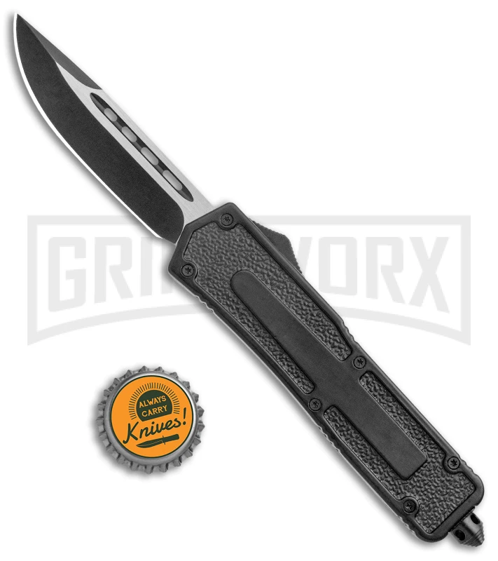 Rumble Heavy Duty Drop Point Black OTF Automatic Knife - Two Tone - Image 5