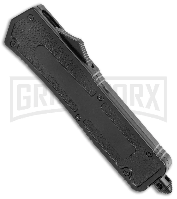 Rumble Heavy Duty Drop Point Black OTF Automatic Knife - Two Tone - Image 2