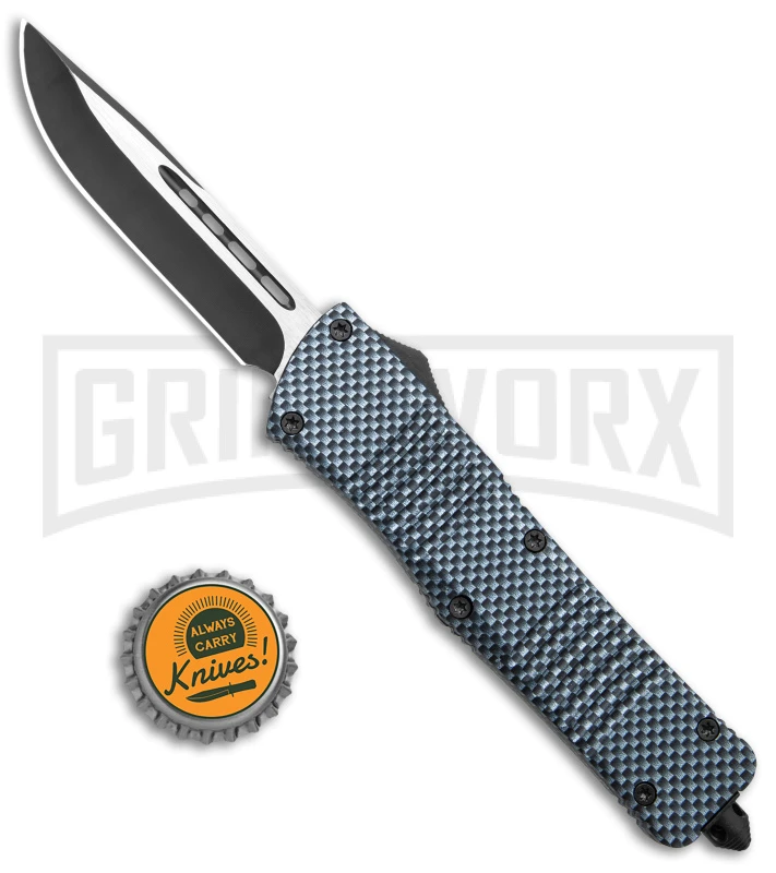 SDS Ultro Sim. Carbon Fiber OTF Auto Knife - Two Tone Drop Point - Image 4