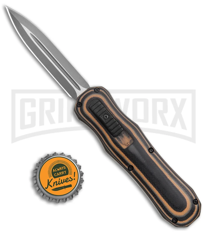 SKM Casket G-10 Automatic OTF Dagger Knife - Stonewash Plain - Image 5