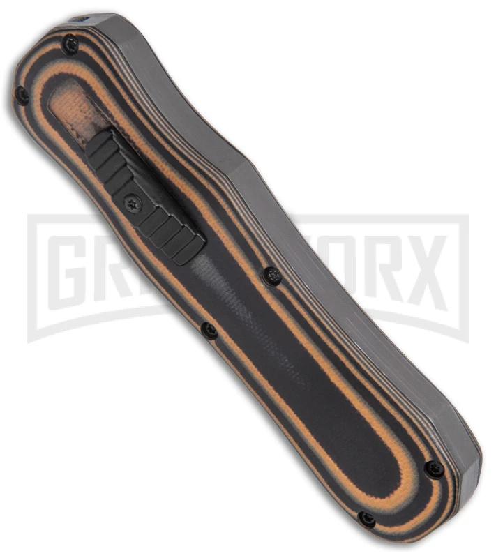 SKM Casket G-10 Automatic OTF Dagger Knife - Stonewash Plain - Image 2