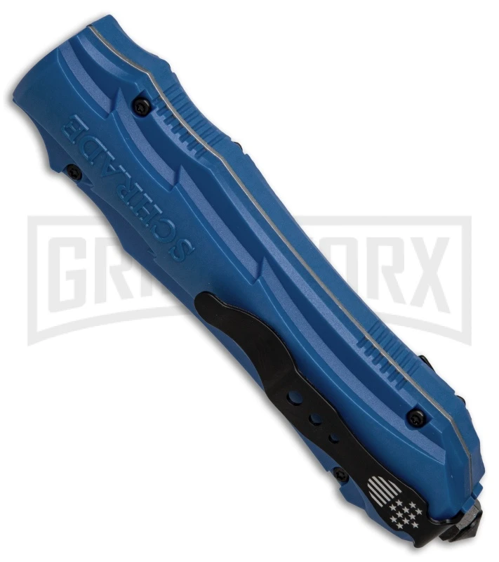 Schrade SCHOTFBL Blue OTF Spring Assisted Knife - Gray 4TH18 - Image 2