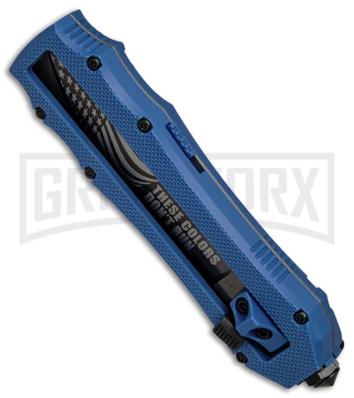 Schrade SCHOTFBL Blue OTF Spring Assisted Knife - Gray 4TH18 - Image 3