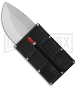 Tekna Security Card Black Resin Double-Edge OTF Button Lock Knife - Satin Plain