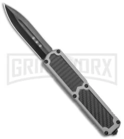 Titan D/A OTF Sim Carbon Fiber Automatic Knife Gray - Dagger Black Plain