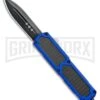 Titan Blue D/A OTF Sim Carbon Fiber Automatic Knife - Dagger Black Plain