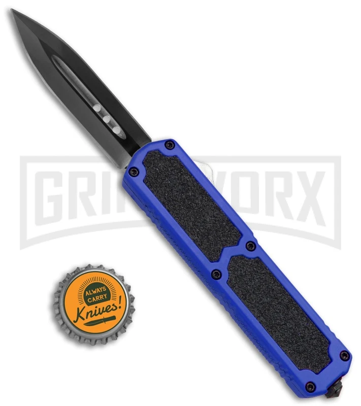 Titan Blue D/A OTF Automatic Knife - Dagger Black Plain - Image 4
