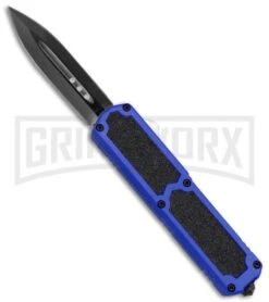 Titan Blue D/A OTF Automatic Knife - Dagger Black Plain