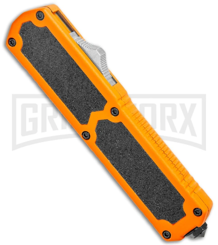 Titan Orange D/A OTF Automatic Knife - Satin Dagger Serr - Image 2