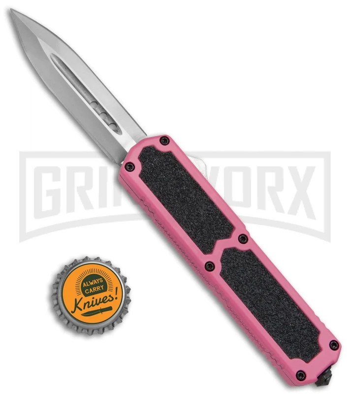 Titan Pink D/A OTF Automatic Knife - Dagger Satin Plain - Image 4