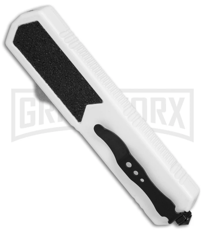 Titan White D/A OTF Automatic Knife - Tanto Black Plain - Image 2