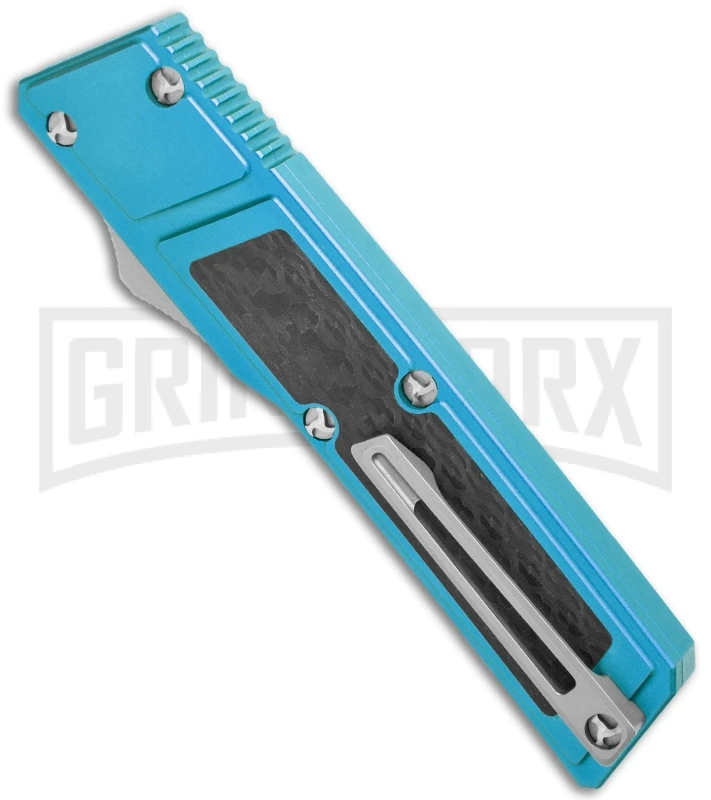 Vespa Knives Ripper Blue/ CF Inlay OTF Japanesse Tanto Knife - Satin - Image 3