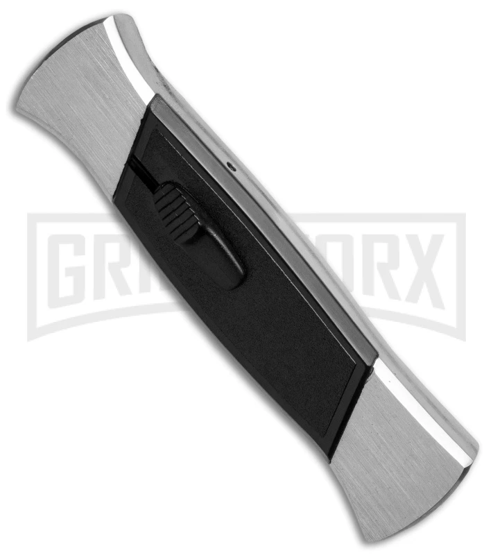 AKC 777 Blackfinger Brushed Aluminum OTF Automatic Knife - Flat Grind Satin - Image 2