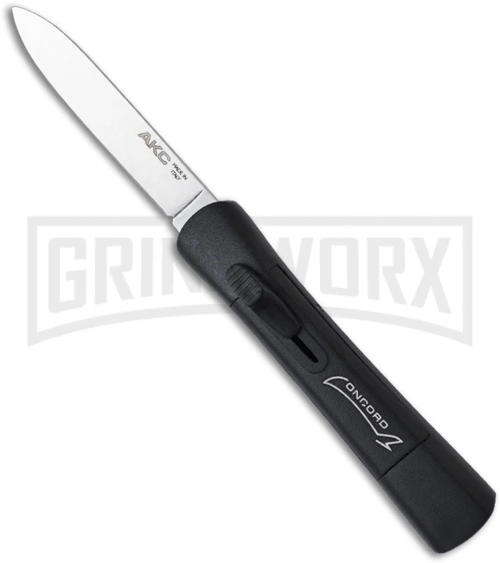 AKC Concord Black OTF Automatic Knife - Flat Grind Satin Plain