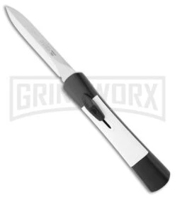 AKC Concord Black/White OTF Automatic Knife - Dagger Satin Plain