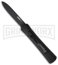 AKC Concord Black OTF Automatic Knife - Flat Grind Black Plain