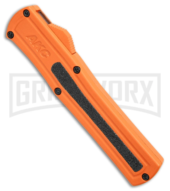 AKC F-20 Orange D/A OTF Dagger Automatic Knife - Satin Plain - Image 2