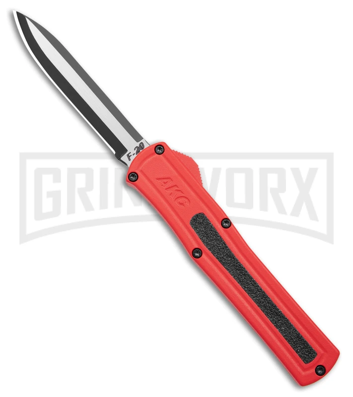 AKC F-20 Red D/A OTF Automatic Knife - Two Tone Plain