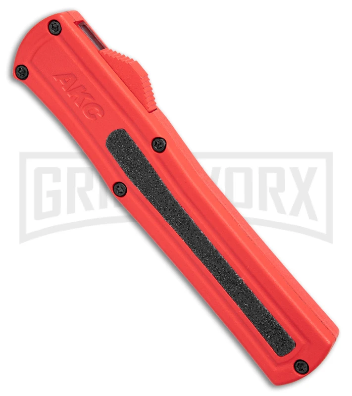 AKC F-20 Red D/A OTF Automatic Knife - Two Tone Plain - Image 2