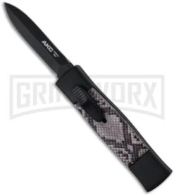 AKC Minion Concord Gray Snake OTF Automatic Knife - Dagger Black Plain