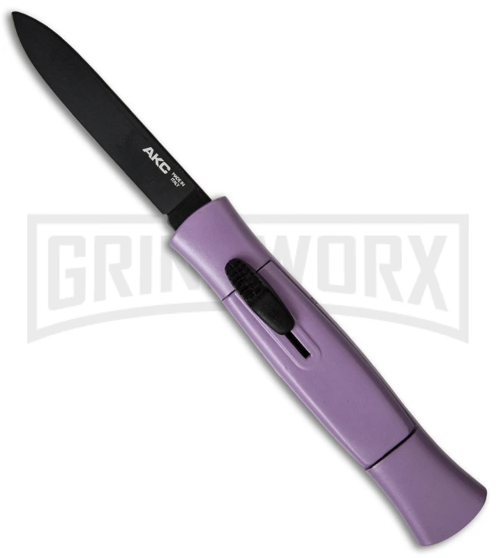 AKC 077 Purple OTF Automatic Knife - Black Flat