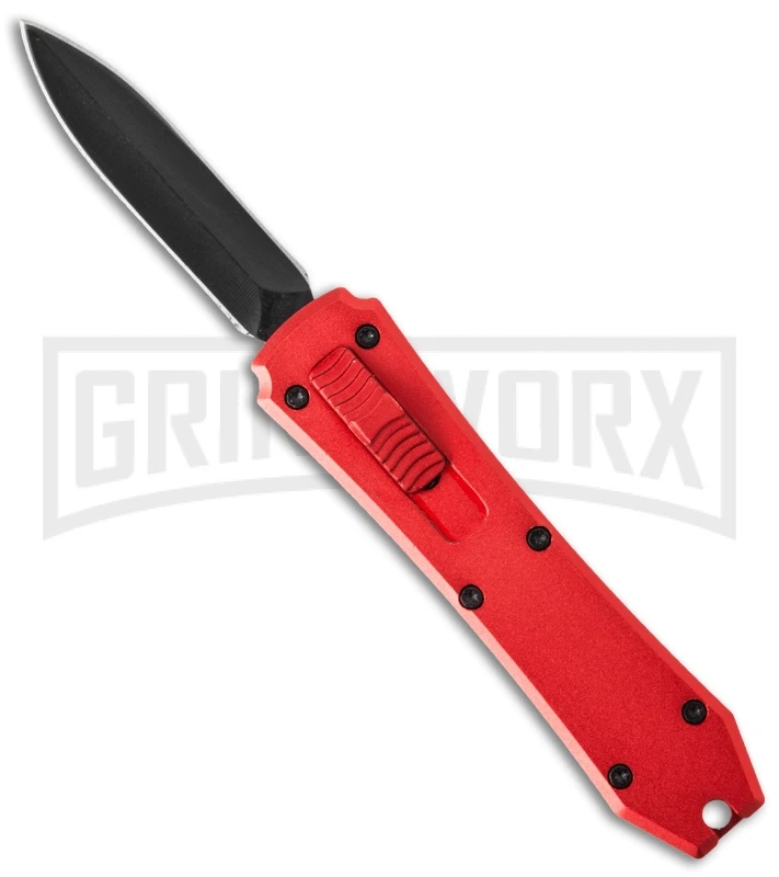 Coffin Blaster Metallic Red DA/OTF Automatic Knife - Black Plain