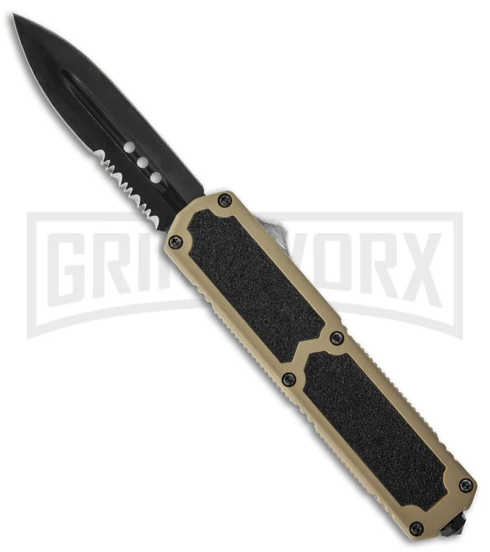 Titan Tan D/A OTF Automatic Knife - Dagger Black Serr