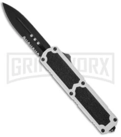 Titan White D/A OTF Automatic Knife - Dagger Black Serr