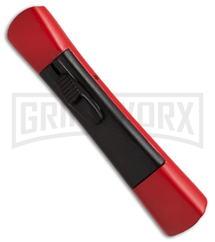 AKC Concord Red/Black OTF Automatic Knife - Flat Grind Black Plain - Image 2