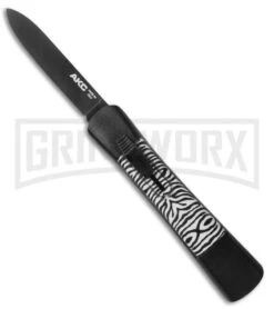 AKC Concord Zebra OTF Automatic Knife - Flat Grind Black