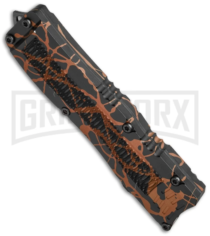 Conquest Tactical Fury Brown Splash D/A OTF Automatic Knife - Black Plain - Image 3