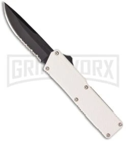 Lightning White D/A OTF Automatic Knife - Black Serr