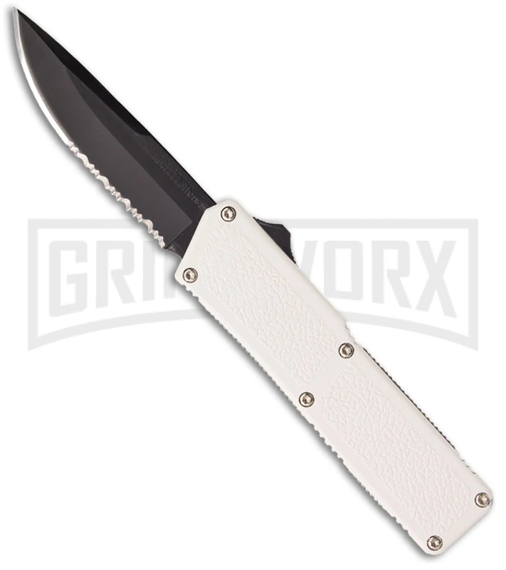 Lightning White D/A OTF Automatic Knife - Black Serr