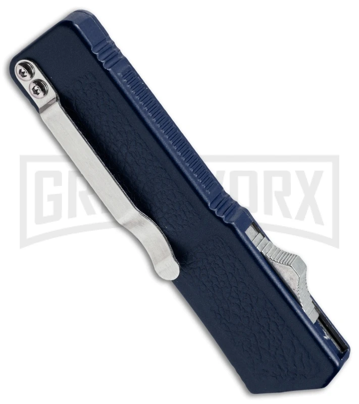Lightning Blue D/A OTF Automatic Knife - Satin Dagger Plain - Image 2