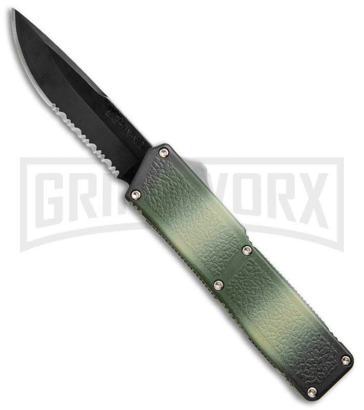 Lightning Camo D/A OTF Automatic Knife - Black Serr