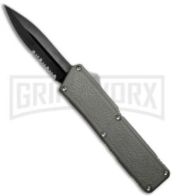 Lightning Gray D/A OTF Automatic Knife - Black Dagger Serr