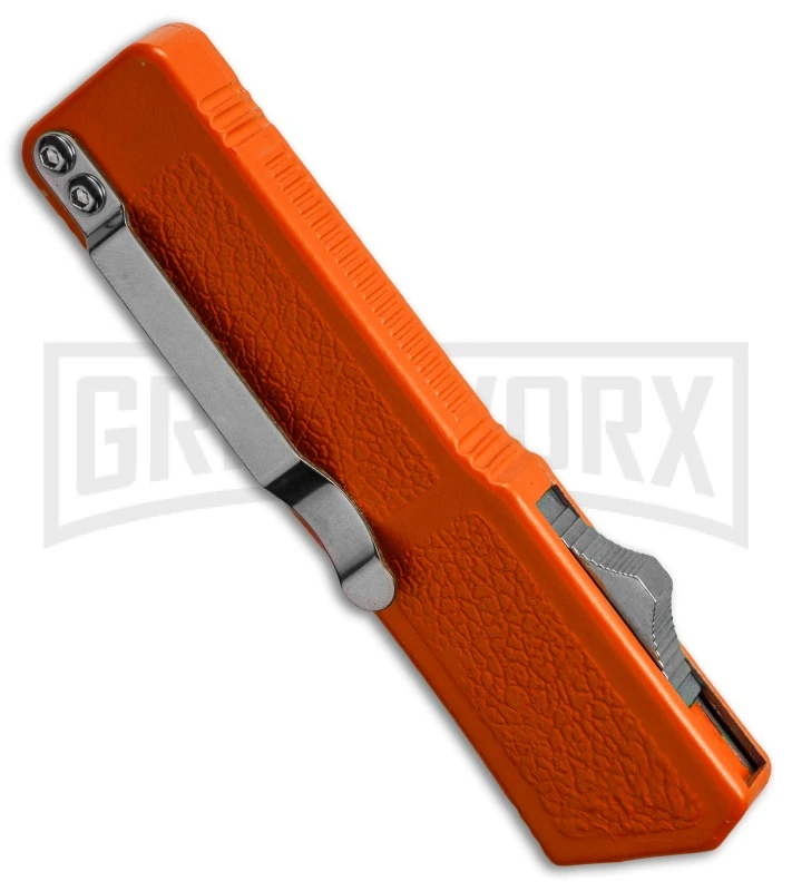 Lightning Orange D/A OTF Automatic Knife - Black Dagger Serr - Image 3