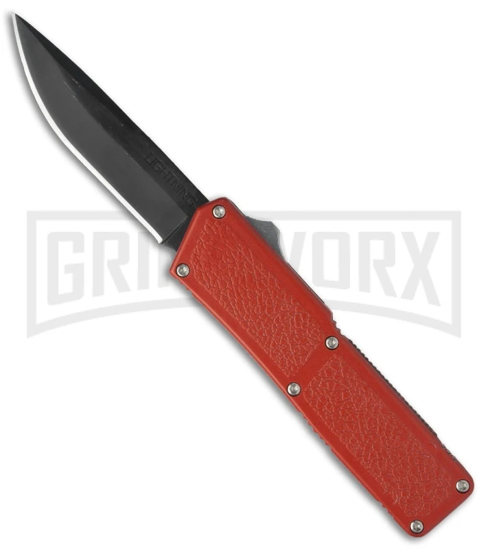 Lightning Red D/A OTF Automatic Knife - Black Plain