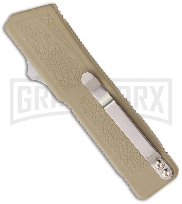 Lightning Tan D/A OTF Automatic Knife - Satin Serr - Image 2
