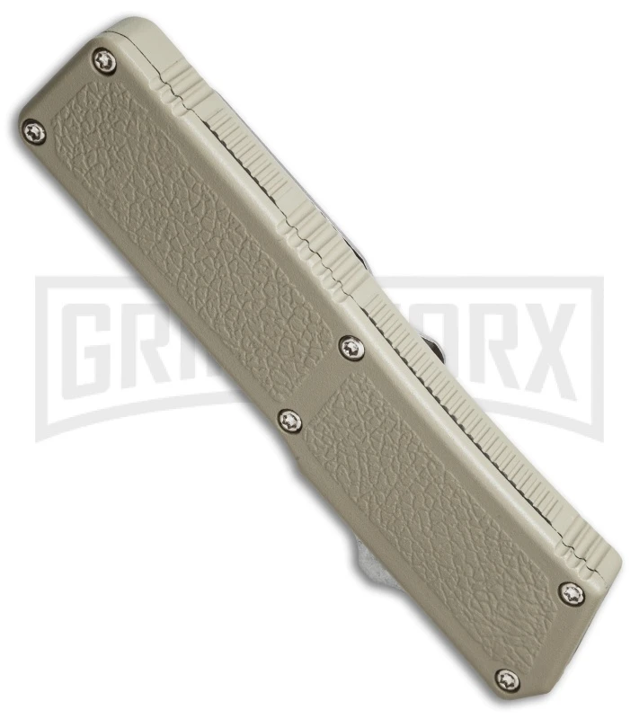 Lightning Tan D/A OTF Automatic Knife - Black Dagger Serr - Image 2