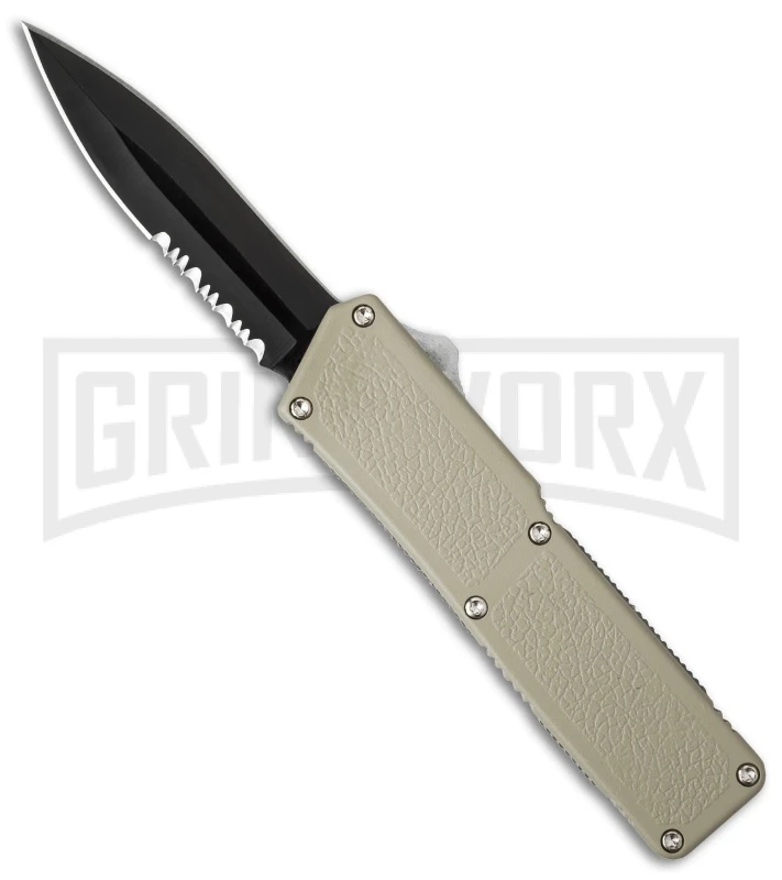 Lightning Tan D/A OTF Automatic Knife - Black Dagger Serr