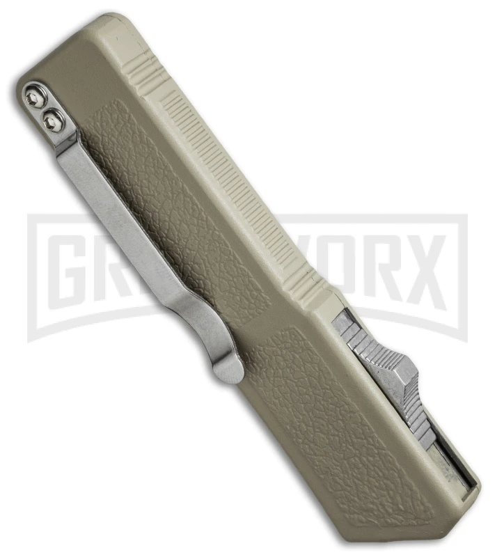 Lightning Tan D/A OTF Automatic Knife - Black Dagger Serr - Image 3