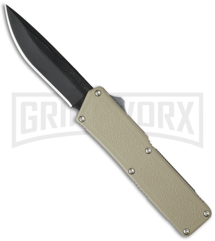 Lightning Tan D/A OTF Automatic Knife - Black Plain