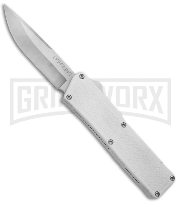 Lightning White D/A OTF Automatic Knife - Satin Plain